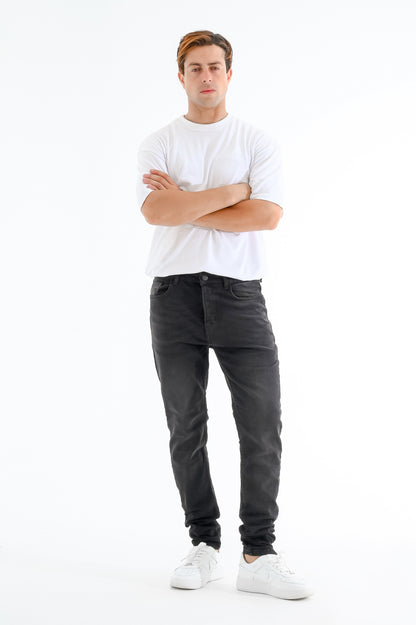 Black jeans with simple white touches