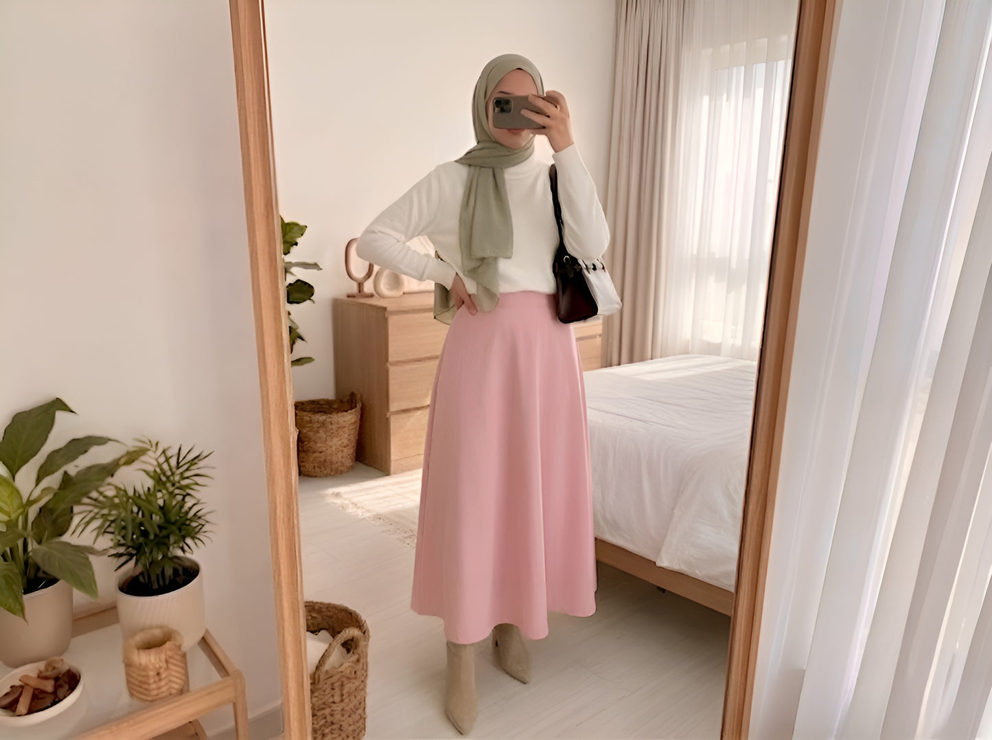 جيبة كلاسيك واسعة – بينك -SB4