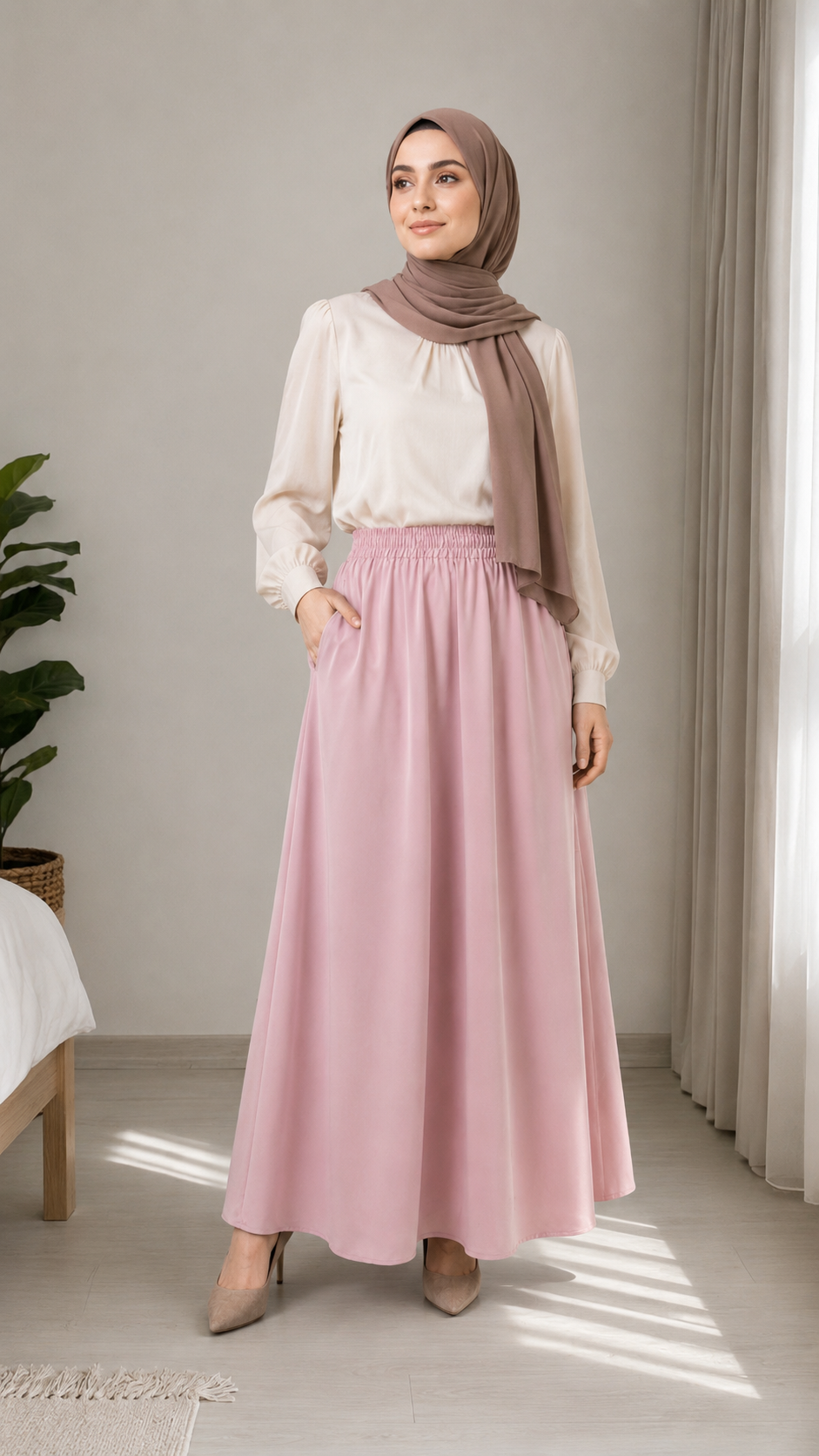 Classic wide skirt - Pink - SB4