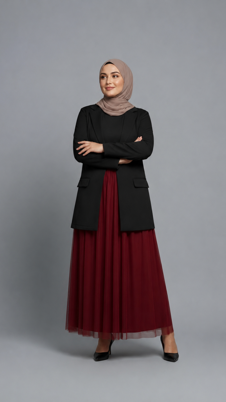Tulle Skirt - Burgundy - ST3